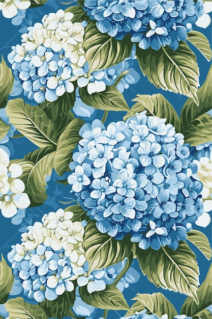 Fundo de flor de hortênsia padrão botânico floral para desenhos decorativos