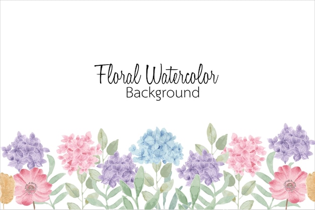 Fundo de flor em aquarela de hortênsia roxa e rosa