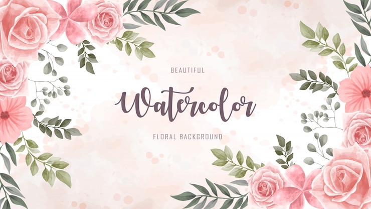 Fundo de flor Floral em Aquarela