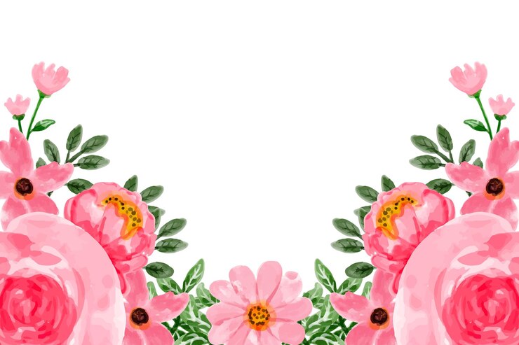 Vetor fundo de flor rosa com aquarela