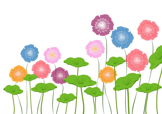 Fundo de flores coloridas doodle