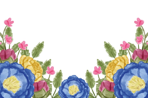 Vetor fundo de flores com aquarela