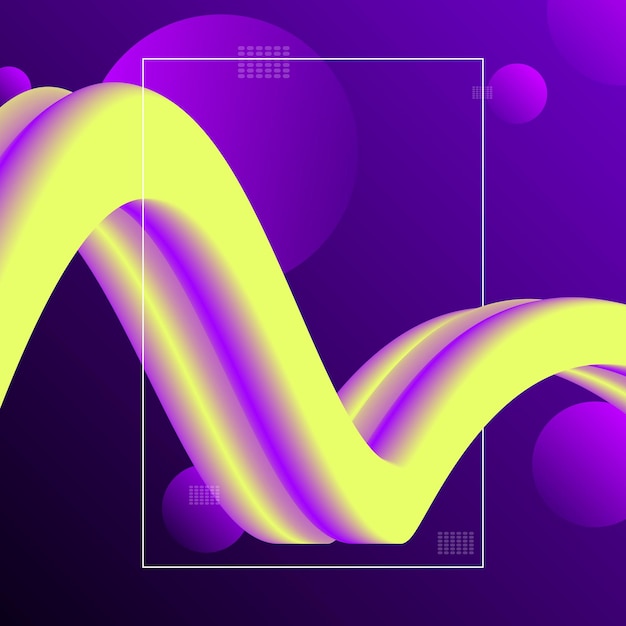 Fundo de fluxo de fluido abstrato Formas líquidas de onda em gradiente de cor roxa e amarela