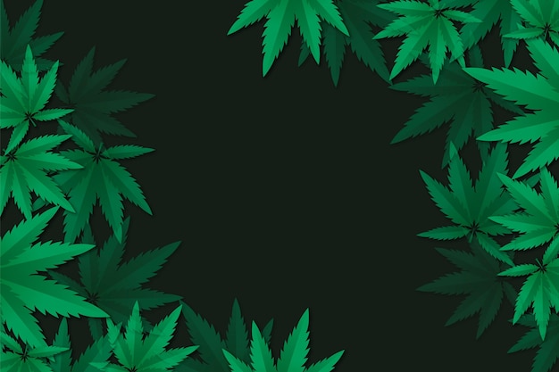 Vetor fundo de folha de cannabis realista