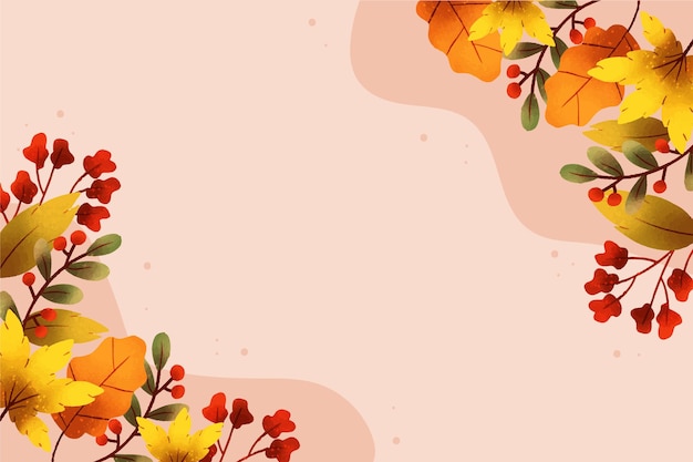 Vetor fundo de folhas de outono em aquarela