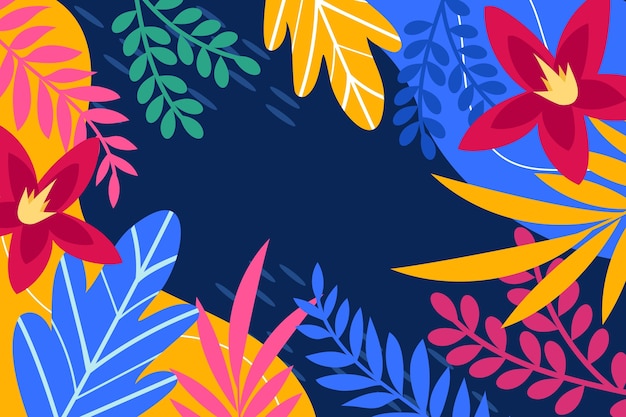 Fundo de folhas tropicais mão desenhada