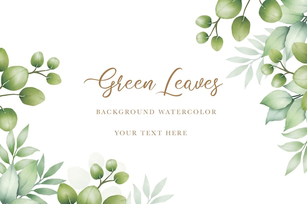 fundo de folhas verdes em aquarela