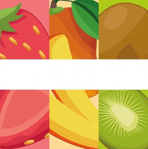 Fundo de frutas com banner em branco