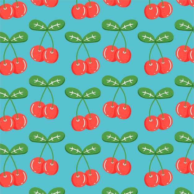 Fundo de frutas com mão desenhada cereja