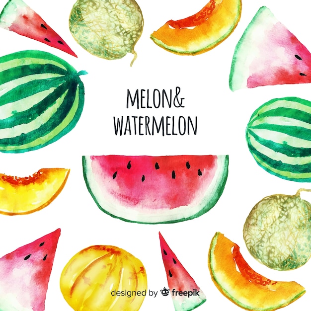 Vetor fundo de frutas e vegetais em aquarela