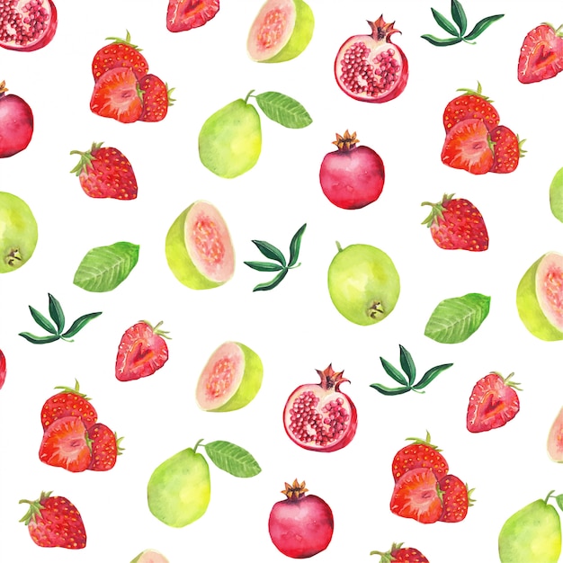 Fundo de frutas em aquarela