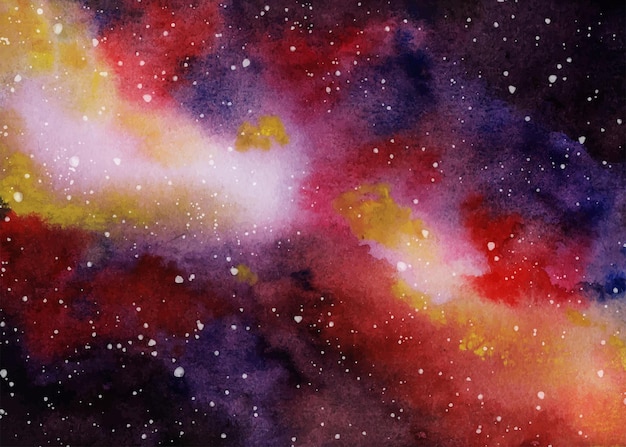 Fundo de galáxia aquarela pintado à mão com estrelas