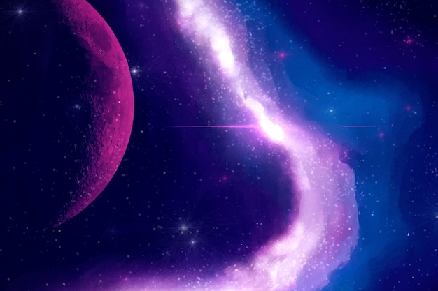 Fundo de galáxia em aquarela pintado à mão
