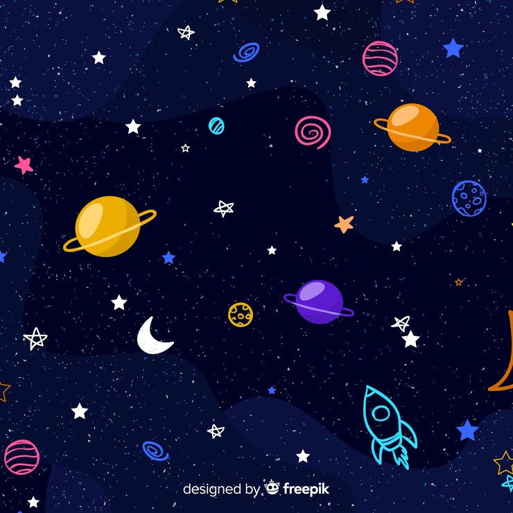 Vetor fundo de galáxia linda mão desenhada