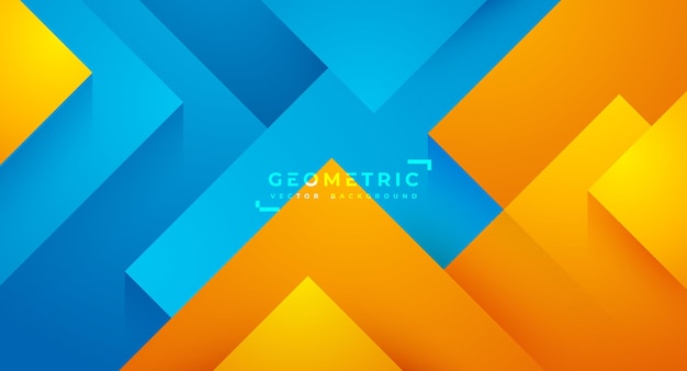 Fundo de geometria com estilo 3d. abstrato com uma mistura de cores azul e laranja.