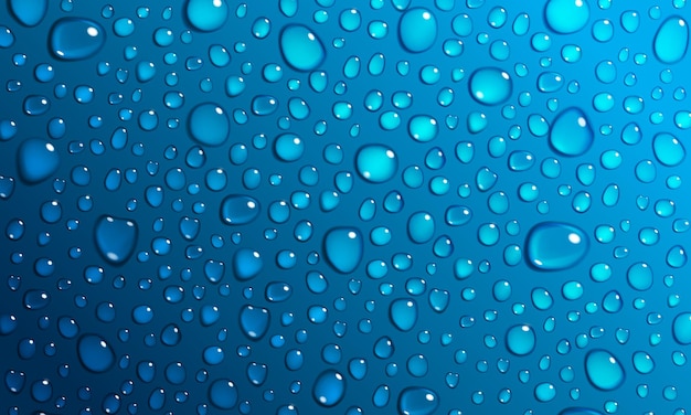 Fundo de gotas de água na superfície em cores azuis