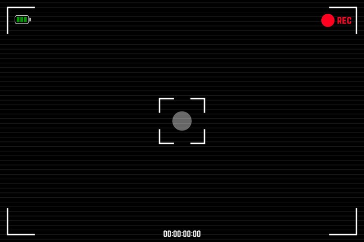 Vetor fundo de gravação com linhas de varredura isoladas e sombras das bordas câmera de vídeo digital do visor