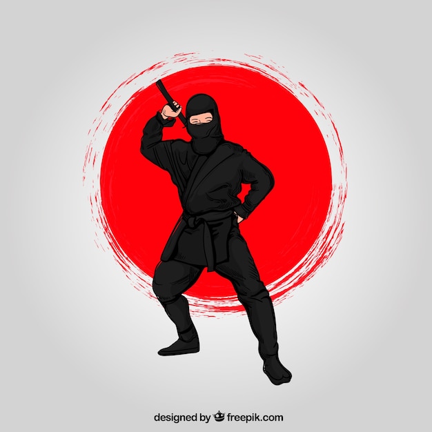 Fundo de guerreiro ninja mão desenhada