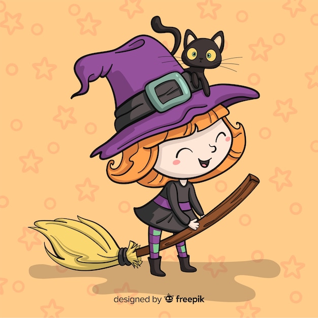 Fundo de Halloween com bruxa