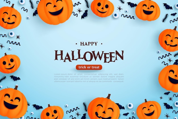 Fundo de Halloween com ilustração de suprimentos de Halloween espalhados