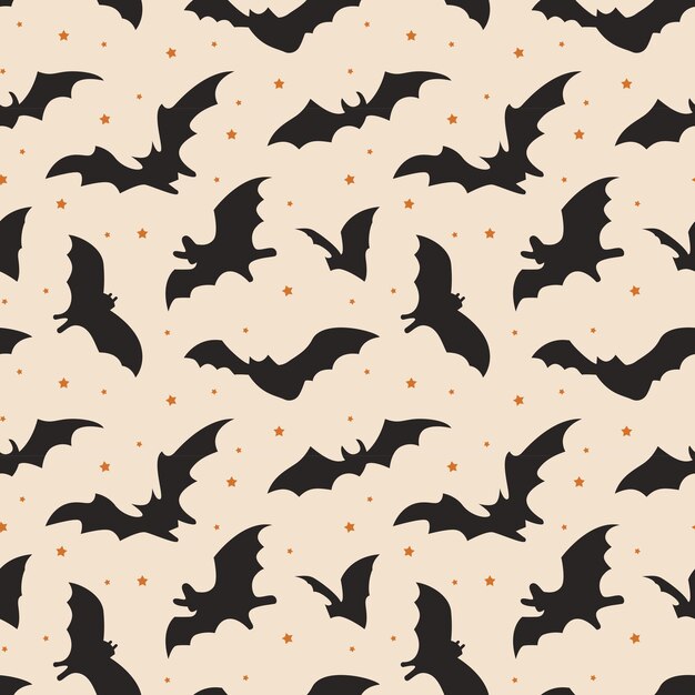 Fundo de Halloween com morcego Padrão sem costura de morcegos vampiros voadores assustadores