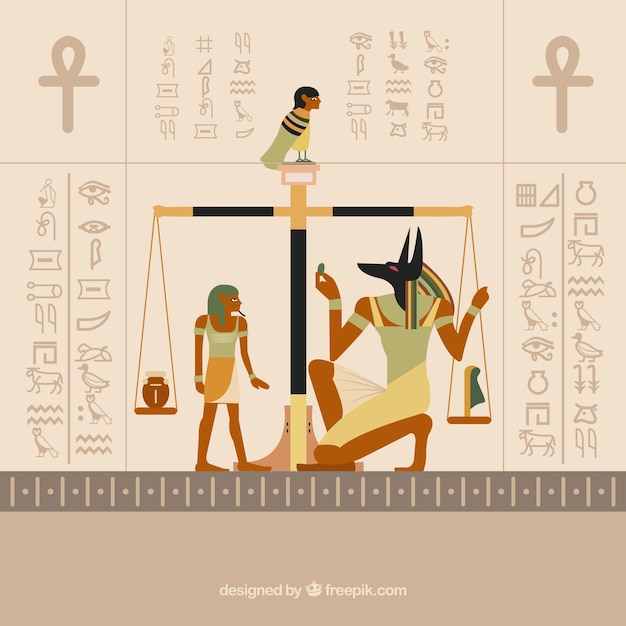 Fundo de hieróglifos egípcios com design plano