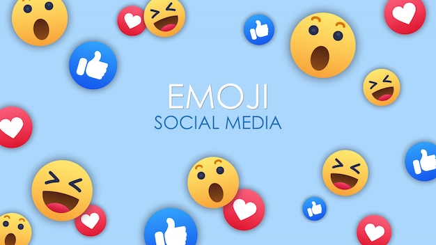 Vetor fundo de ícone de emoji de mídias sociais