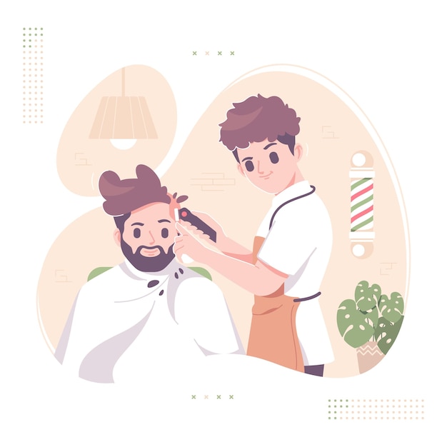 fundo de ilustração de cabelo de corte de barbeiro