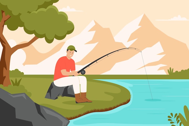 Fundo de ilustração de vara de pesca