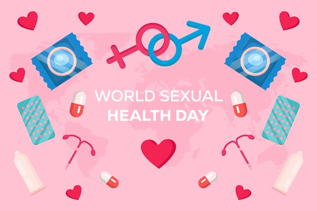 Vetor fundo de ilustração do dia da saúde sexual do mundo plano