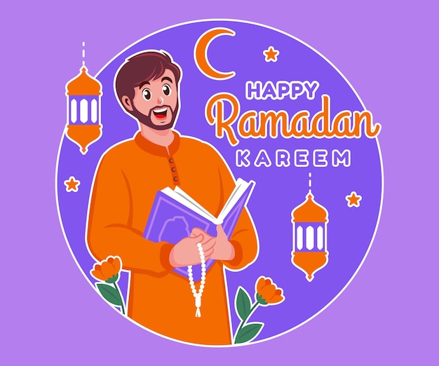 Fundo de ilustração feliz ramadan kareem