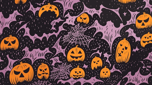 Vetor fundo de ilustração vetorial de halloween risograph 03