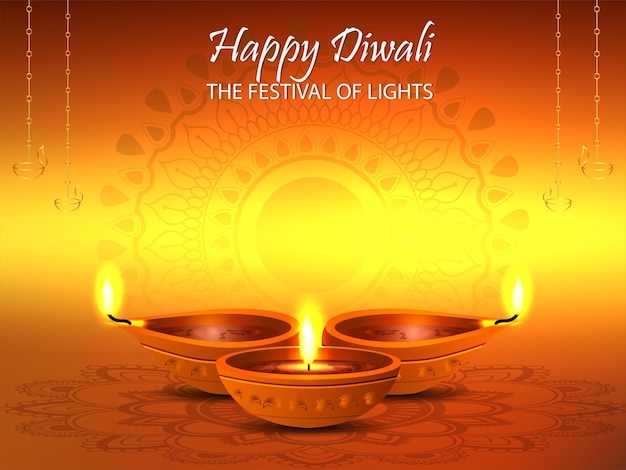 Fundo de ilustração vetorial feliz diwali