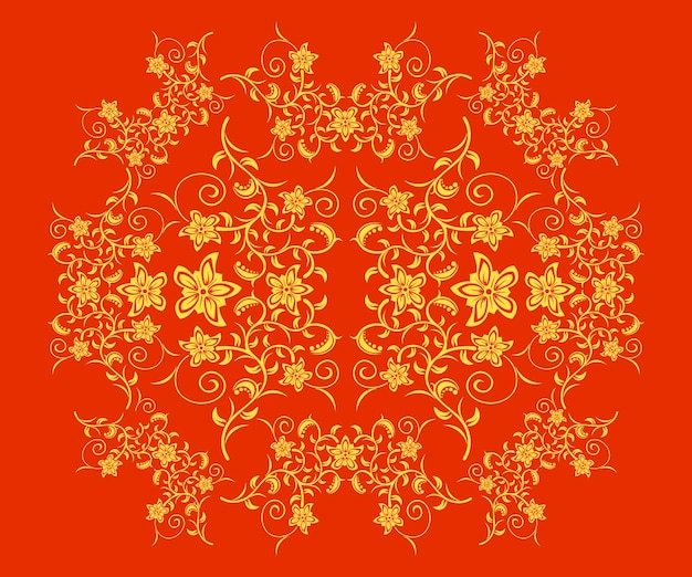 Fundo de ilustração vetorial vermelho abstrato com flores