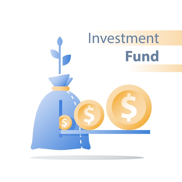 Fundo de investimento financeiro, aumento da receita, crescimento da receita, plano de orçamento, retorno do investimento, estratégia de longo prazo, gestão de patrimônio, mais dinheiro, juros altos, poupança de pensão, conceito de aposentadoria