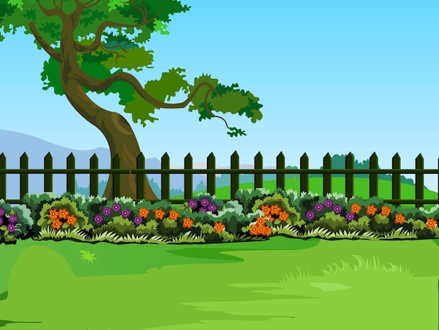 Fundo de jardim vetorial com flores ilustração vetorial isolada do parque