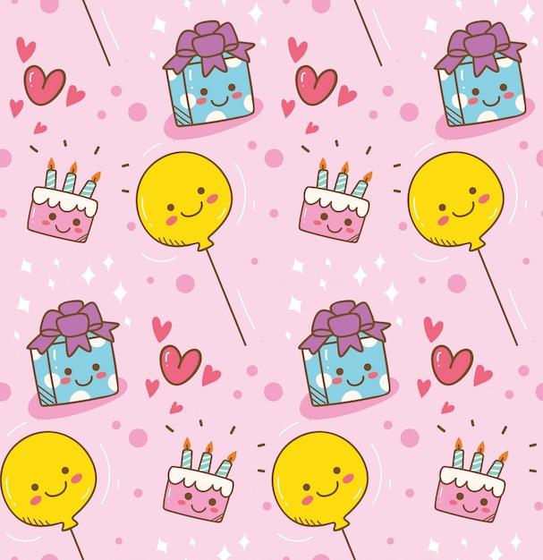 Fundo de kawaii de aniversário