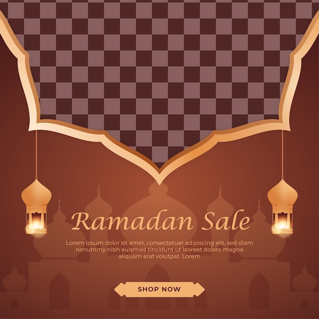Fundo de lanterna de ornamento islâmico de venda de ramadan kareem realista