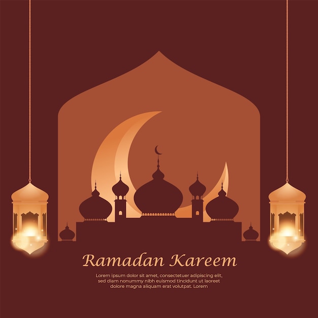Fundo de lanterna de ornamento islâmico ramadan kareem realista