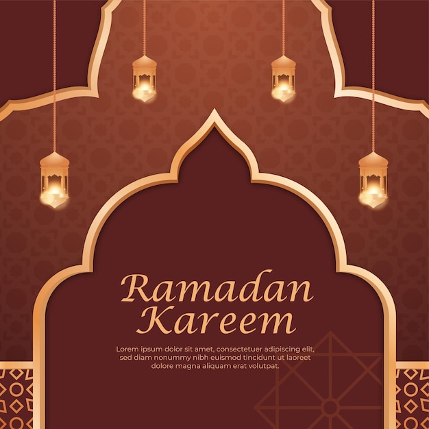 Fundo de lanterna de ornamento islâmico ramadan kareem realista