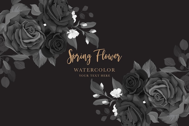 fundo de lindas rosas negras e design de moldura