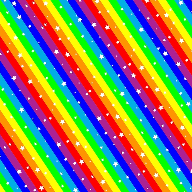 Vetor fundo de linhas de arco-íris com ilustração vetorial de estrelas