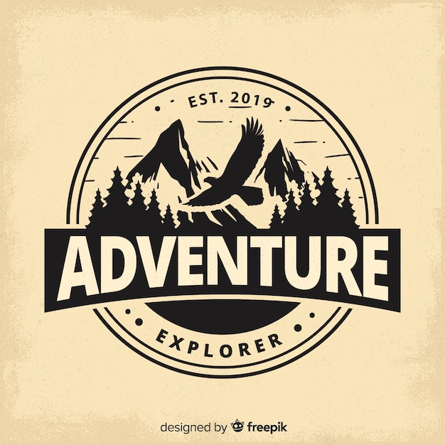 Vetor fundo de logotipo de aventura vintage