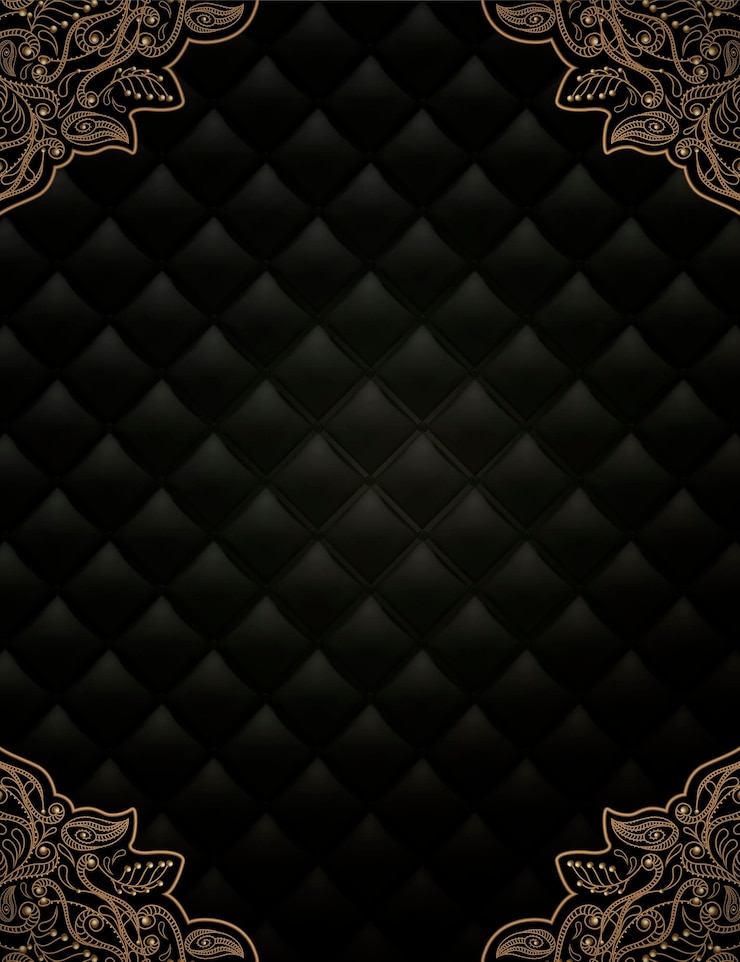 Vetor fundo de losango preto com moldura dourada em estilo 3d