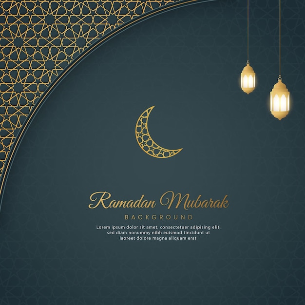 Fundo de luxo árabe islâmico de ramadan mubarak com padrão geométrico e belo ornamento