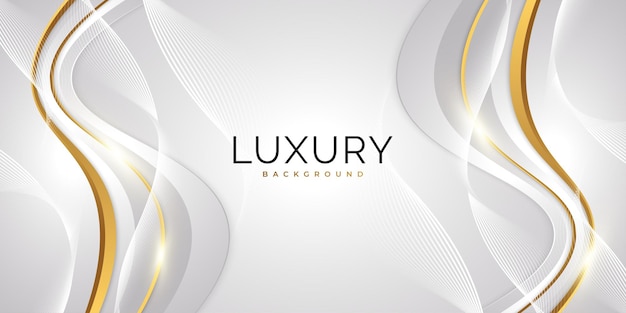 Fundo de luxo branco e dourado com linhas douradas e estilo de corte de papel Premium cinza e fundo dourado para cerimônia de nomeação de prêmio convite formal ou design de certificado