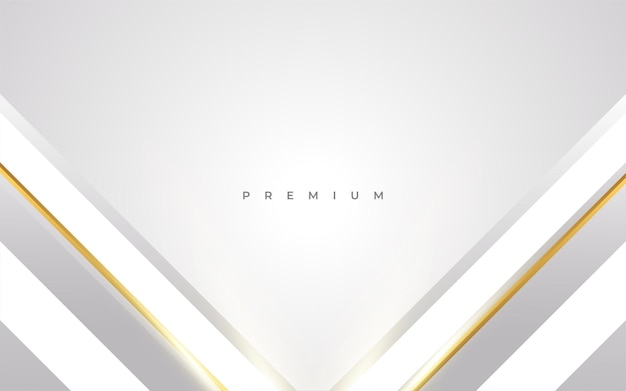 Fundo de luxo branco e dourado com linhas douradas e estilo de corte de papel premium cinza e fundo dourado para cerimônia de nomeação de prêmio convite formal ou design de certificado