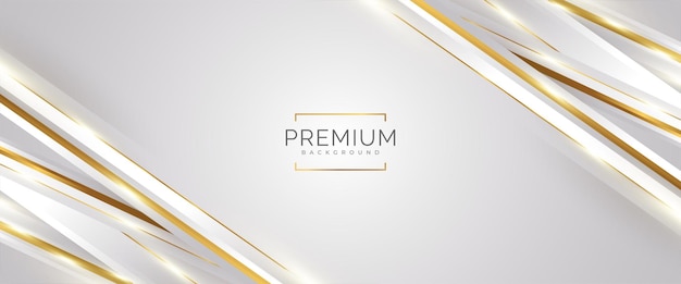Fundo de luxo branco e dourado com linhas douradas e estilo de corte de papel Premium cinza e fundo dourado para cerimônia de nomeação de prêmio convite formal ou design de certificado