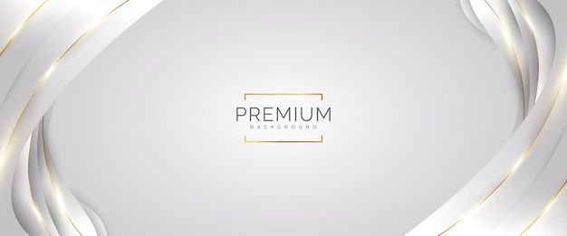 Fundo de luxo branco e dourado com linhas douradas e estilo de corte de papel Premium cinza e fundo dourado para cerimônia de nomeação de prêmio convite formal ou design de certificado