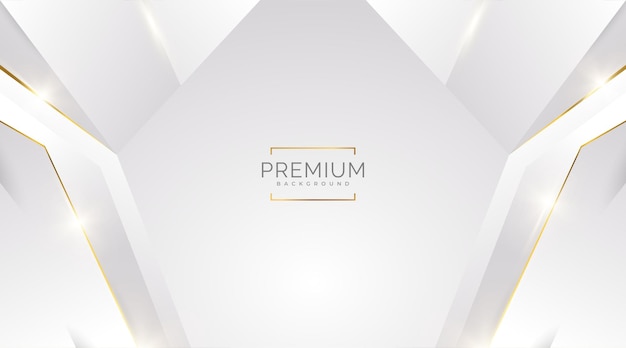 Fundo de luxo branco e dourado com linhas douradas e estilo de corte de papel Premium cinza e fundo dourado para cerimônia de nomeação de prêmio convite formal ou design de certificado